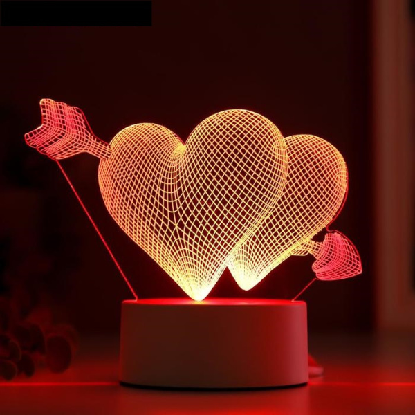 Светильник "Сердца" LED RGB от сети 9,5х18х15 см RISALUX