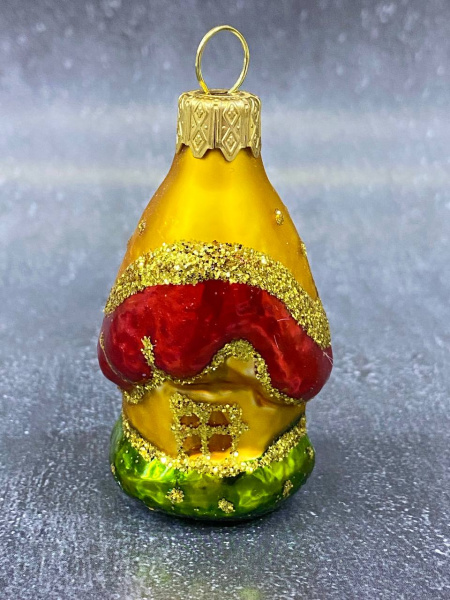 Ёлочная игрушка "Избушка" ручная роспись, 5,8х4,3х2,8 см, красный