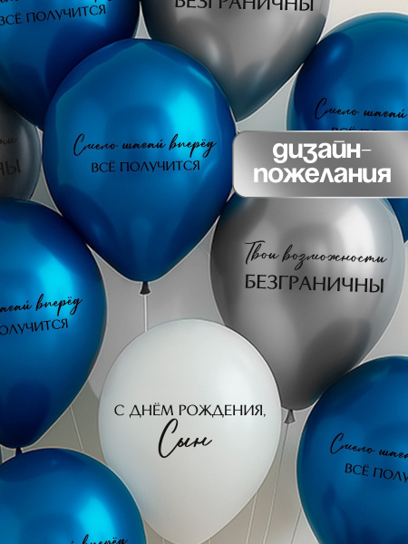 Воздушные шары латексные 12" «С днём рождения, сын. Всё получится»,шт.