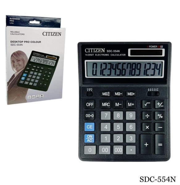 Калькулятор 14 разрядный, CITIZEN, SDC-554N