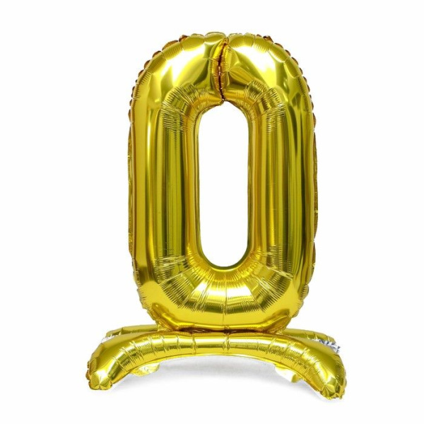 Шар фольгированный на стойке 32d Foil Balloon, золото, цифра 0.