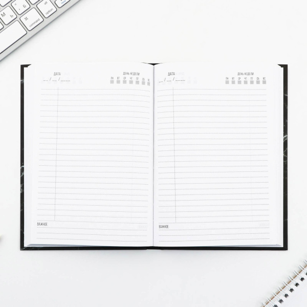 Ежедневник "Notebook" чёрн мрамор 160л
