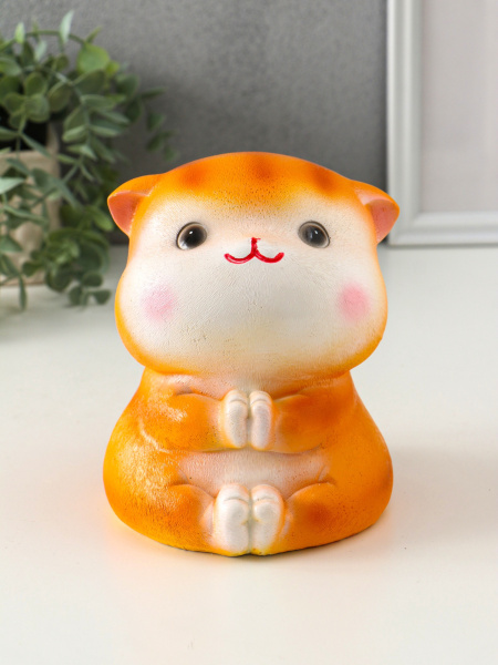 Копилка "Кот Дзен" рыжий, 16х14х14,5 см 