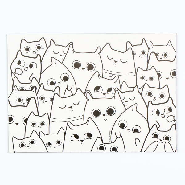 Магнит-раскраска многоразовая «Котики», 14,8 × 21 см