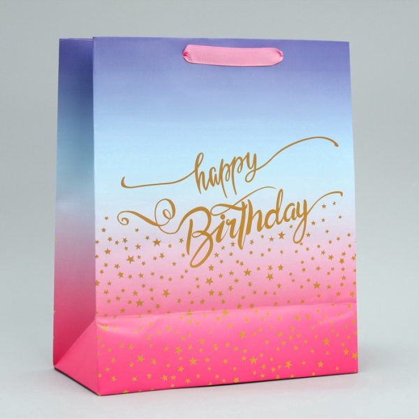 Пакет подарочный, упаковка, «Happy Birthday», 30.5×25×12.5 см