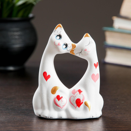 Фигурка керамика «Коты влюбленные», белые, 5×9×11 см
