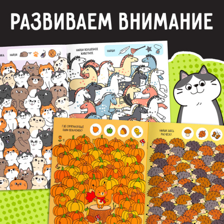 Книга с заданиями "Развиваем внимание", 16 стр., микс