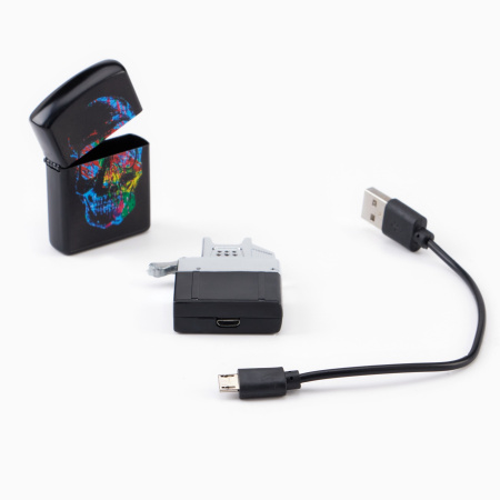 Зажигалка электронная «Череп», дуговая, от USB