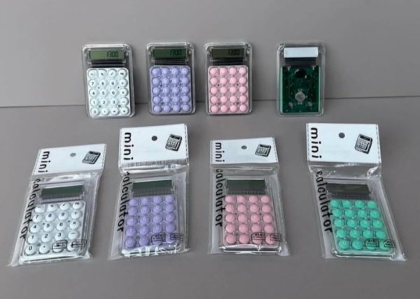 Калькулятор мини прозрачный, 8.5см, микс