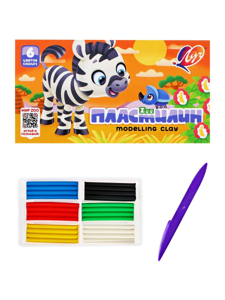 Пластилин «Луч. ZOO», 6 цветов, 90 г