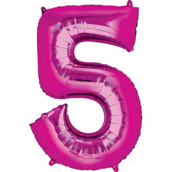 Фольгированный шар цифра "5", фуксия, 40д
