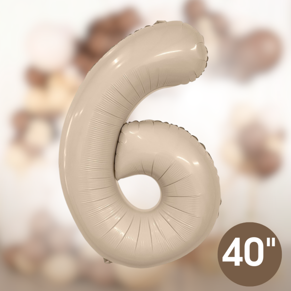 Фольгированный шар цифра "6", песок, 40д