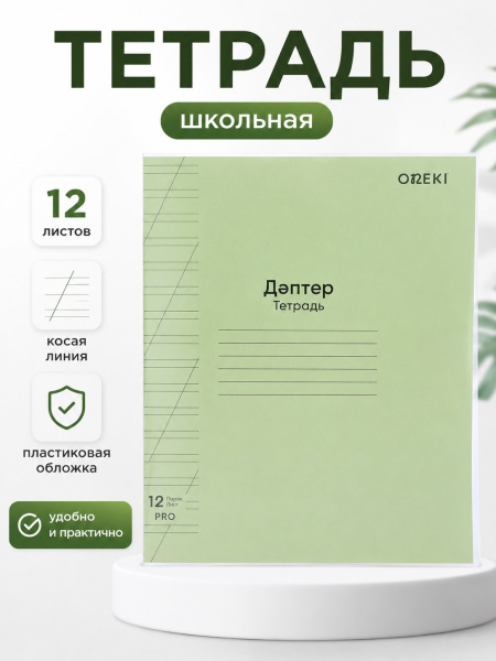 Тетрадь 12 л косая линия, пластиковая обложка