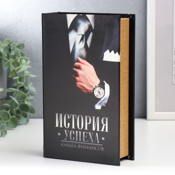 Сейф-книга дерево, кожзам "История успеха. Книга финансов" 21х13х5 см