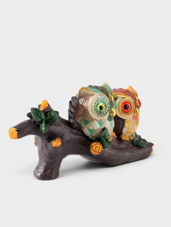 Фигурка декоративная «Два филина на коряге», полистоун, 19.8×7.5×8 см