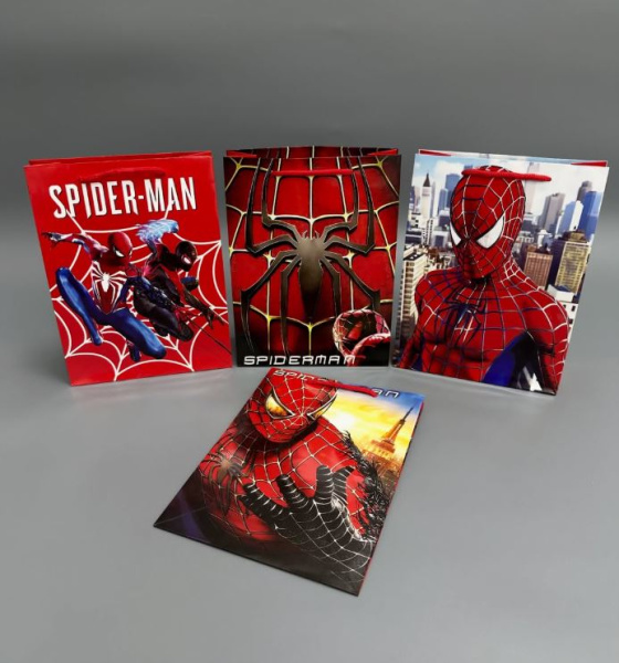 Подарочный пакет Spider Man 26*32*9 см, микс