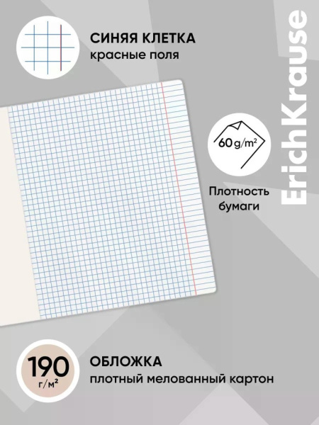 Тетрадь 48 листов в клетку, ErichKrause Pasifico, 60 г/м², МИКС