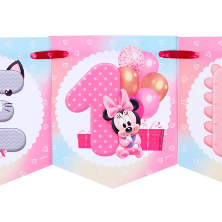 Гирлянда на ленте "Мне 1 год" с местом для фото, длина 176 см, Минни Маус
