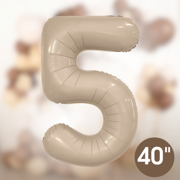 Фольгированный шар цифра "5", песок, 40д