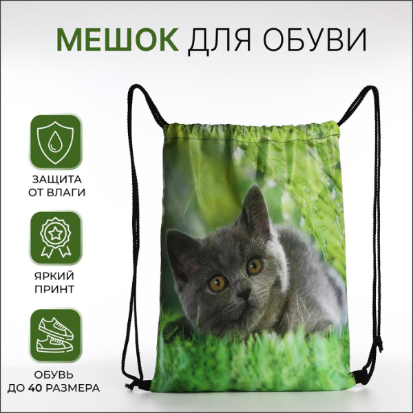 Мешок для обуви на шнурке, зелёный