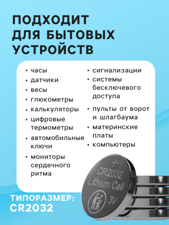Батарейка литиевая LuazON, CR2032