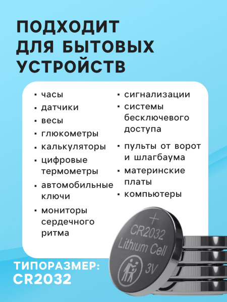 Батарейка литиевая LuazON, CR2032