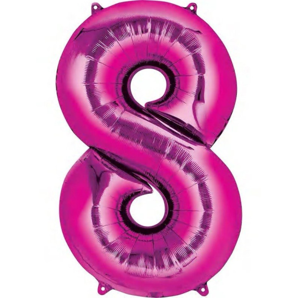Фольгированный шар цифра "8", фуксия, 40д
