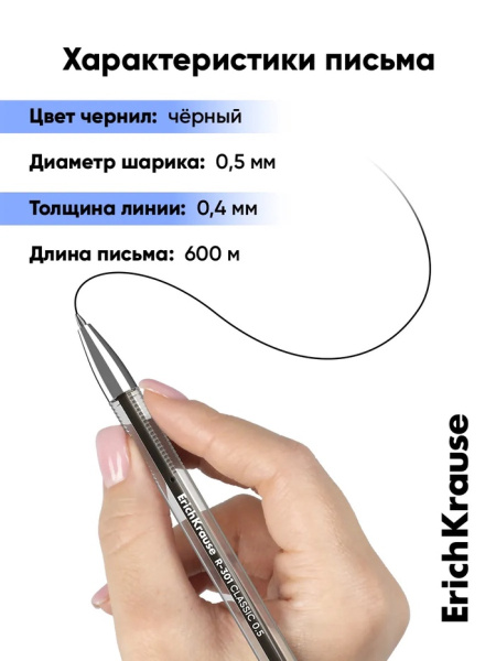Ручка гелевая ErichKrause R-301 Gel Stick Classic, уз 0,5мм, черная 