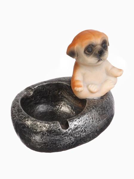 Пепельница для дома «Мопс - йог», для сигарет и стиков, 12×8.5×9.5 см
