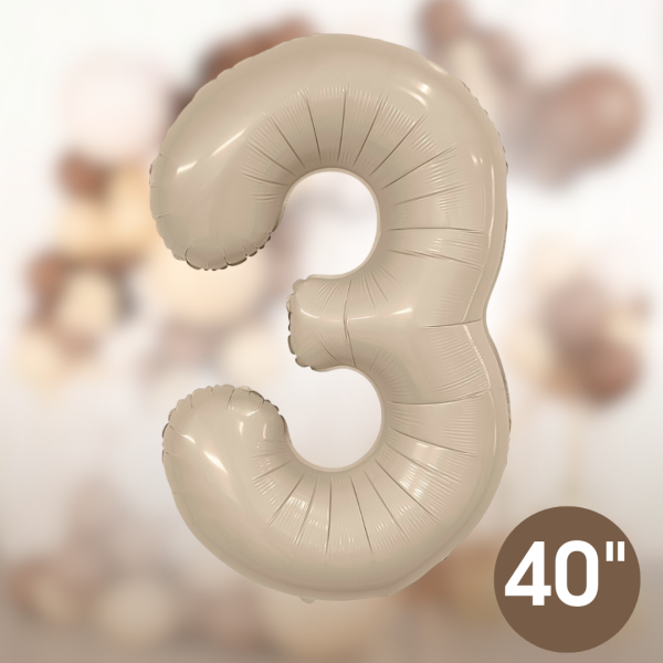Фольгированный шар цифра "3", песок, 40д