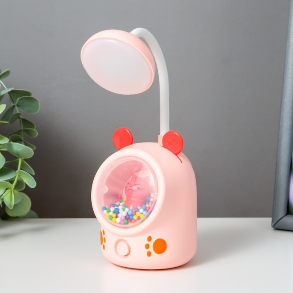 Настольная лампа "Ушки" LED 3Вт USB розовый 7х10х17 см  