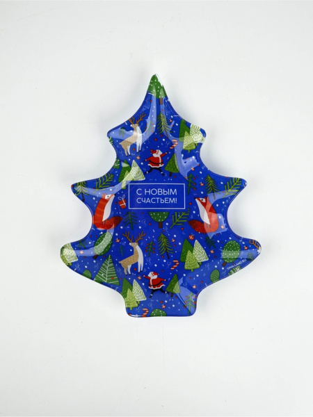Тарелка новогодняя плоская «С Новым годом», 19.5×16.5 см