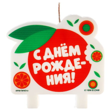 Свеча в торт " С днем рождения", 8 х 8 см, Чебурашка  