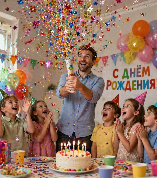 Хлопушка пневматическая «цветные звезды», фольга, торт, 29 см