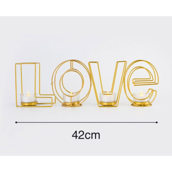 Подсвечник металлический на 4 свечи TAKE IT EASY «Love: слово», 13.5×42 см, золото