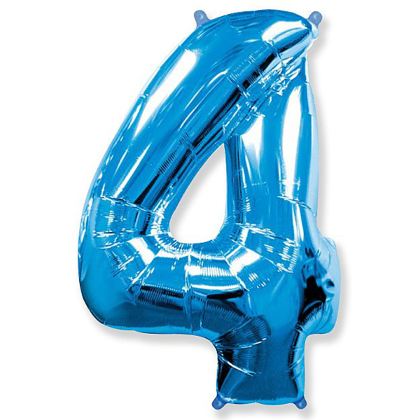 Шар фольга цифра "4" 40", синий