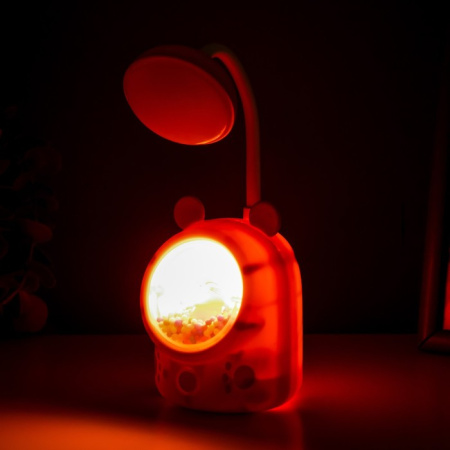 Настольная лампа "Ушки" LED 3Вт USB розовый 7х10х17 см  