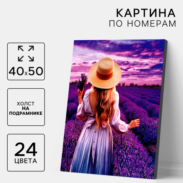 Картина по номерам на холсте с подрамником «Девушка в фиолетовом платье» 40×50 см