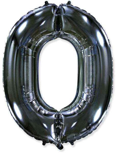 Шар фольга цифра "0", 40", черный