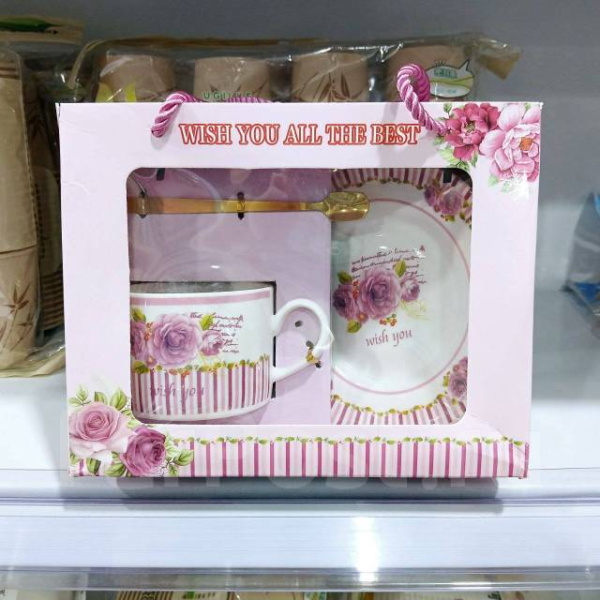 Подарочный набор Wish you (кружка, блюдце, ложечка)