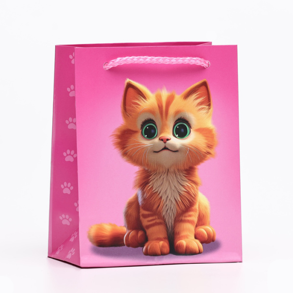 Пакет подарочный "Котик", 11,5 х 14,5 х 6,5 см 