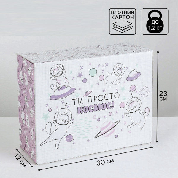 Коробка‒пенал, упаковка подарочная, «Ты просто космос», 30×23×12 см