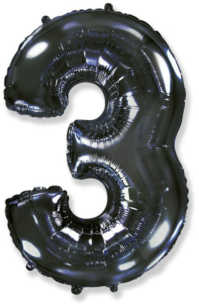 Шар фольга цифра "3", 40", черный