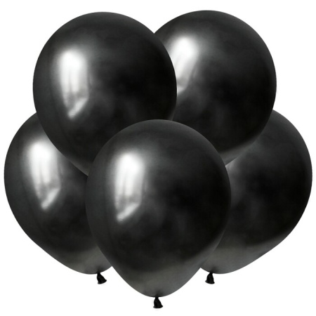 Воздушный шар латексный однотонный 12"/ВП металлик Черный Black