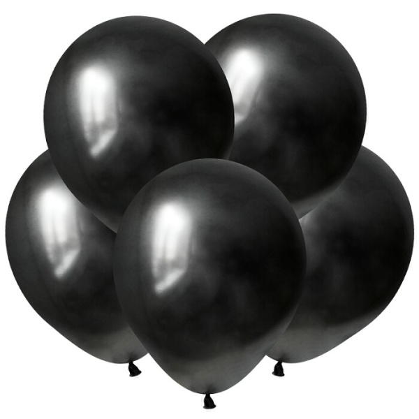 Воздушный шар латексный однотонный 12"/ВП металлик Черный Black