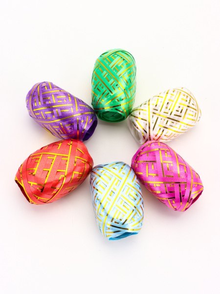 Лента упаковочная, с полосой, микс, 0.5 см × 10 м