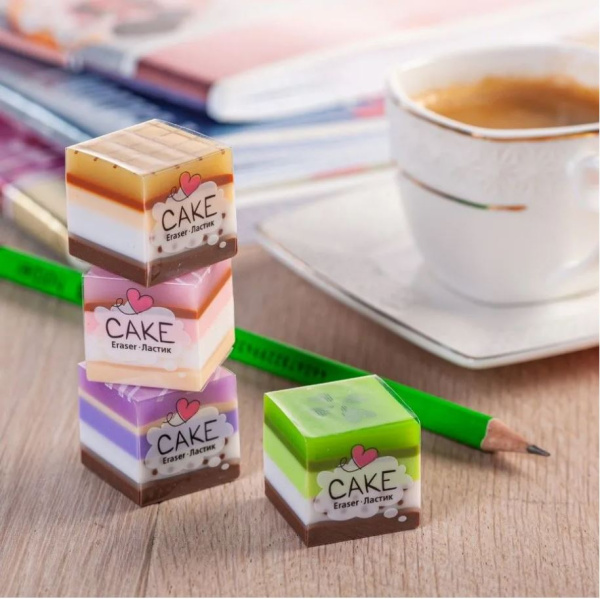 Ластик PVC "Hatber Cake", квадратный, цветной