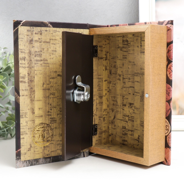 Шкатулка книга - сейф «Книга о вине», дерево, искусственная кожа, 21×13×5 см