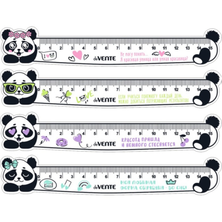 Линейка 15 см, deVENTE, фигурная PANDA, микс 