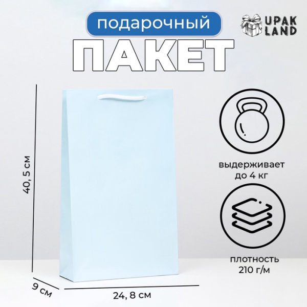 Пакет ламинированный, голубой, 40,5 х 24,8 х 9 см   